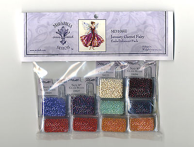 Cross Stitch ~ Mirabilia Embellishment Pack for the January Garnet Fairy #MD108E