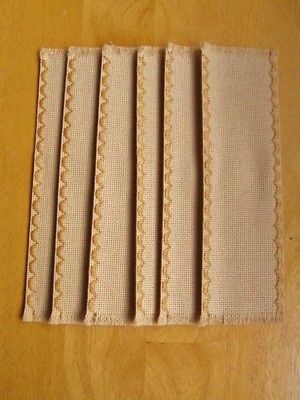 Lot 6 Cross Stitch Blank Light Tan Bookmarks Scalloped Edges 18 Count 30x126