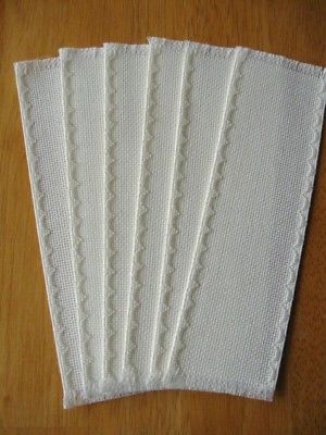 6 Cross Stitch Blank Aida Scalloped Bookmarks In Off White 18 Count 32X126