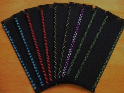 Lot 9 Black Pocket Book Fabric Blank Bookmarks Various Decorative Edges 14 count