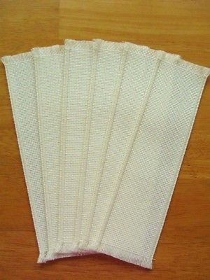 6 Cross Stitch Blank Aida Bound Bookmarks In Off White 14 Count 26-28 X 114