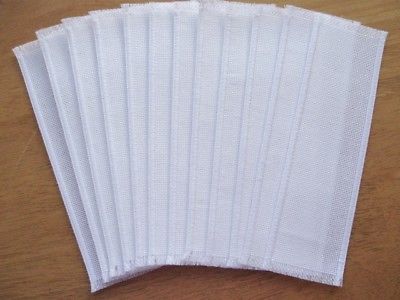 12 Blank White Aida Bound Fabric Bookmarks For Cross Stitching 14 Count 30 X120