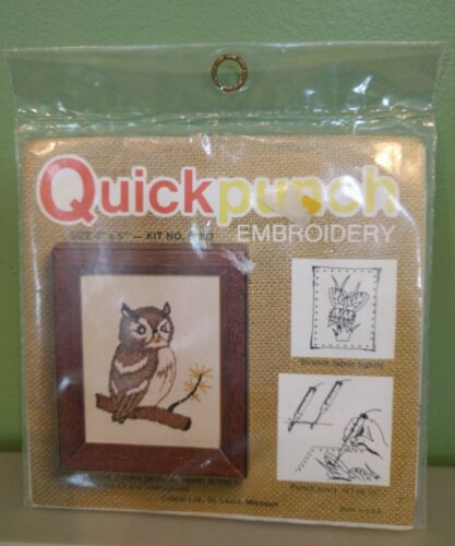 Vintage Quick Punch Embroidery Kit OWL 4x5 kit S203 S-203 NO FRAME INCLUDED