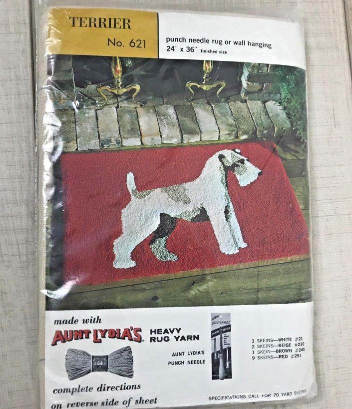 Vintage Aunt Lydia's wall hanging or rug punch kit #621 Terrier