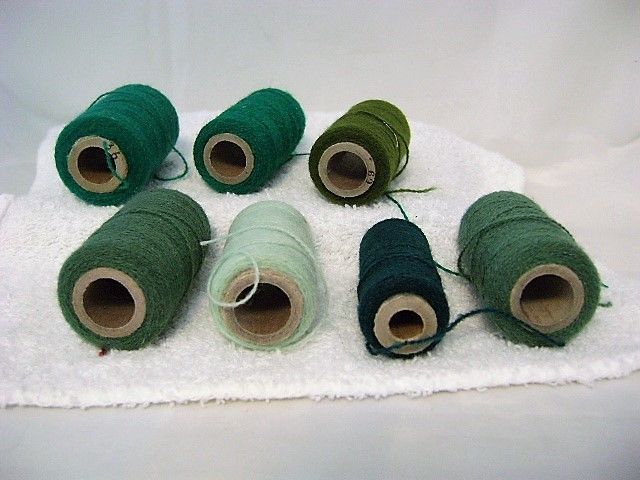 Acrylic Embroidery Yarn-Vintage E-Z Punch-Lot of 7-Assorted Greens
