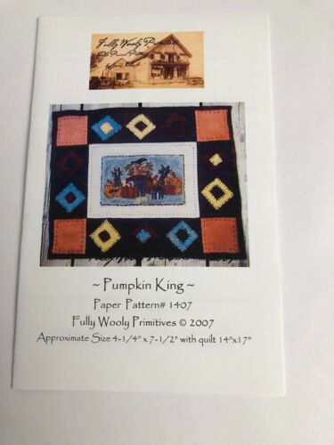 Fully Wolly Primitives Pumpkin King Needle Punch Pattern Punchneedle 1407
