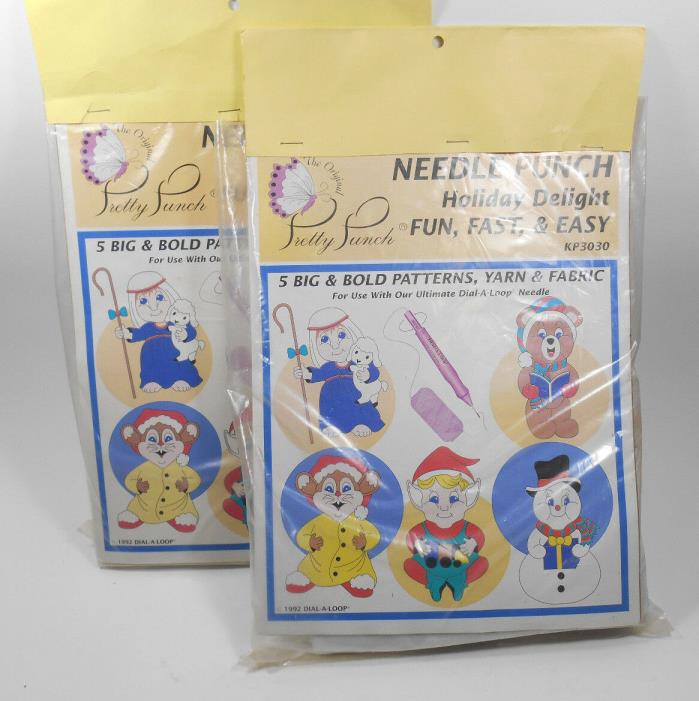 VTG Pretty Punch Dial-A-Loop Needle Punch Embroidery Kit Holiday Fun Elf Snowman