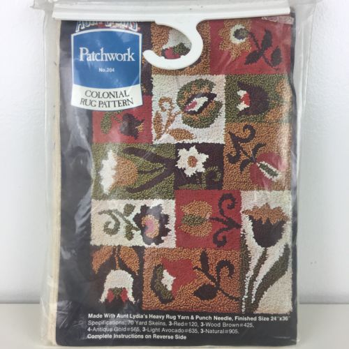 AUNT LYDIA'S PATCHWORK COLONIAL RUG CANVAS NO. 204 PUNCH NEEDLE 24 X 36 NOS