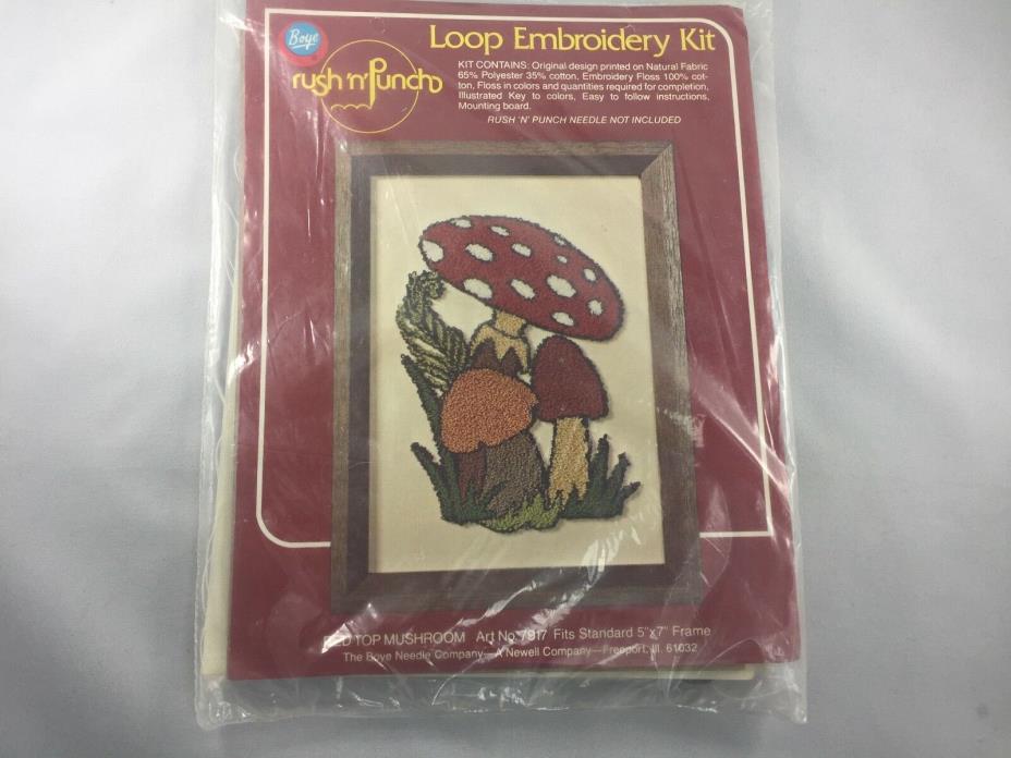 Red Top Mushroom Punch Needle Kit Loop Embroidery Kit Rush N Punch