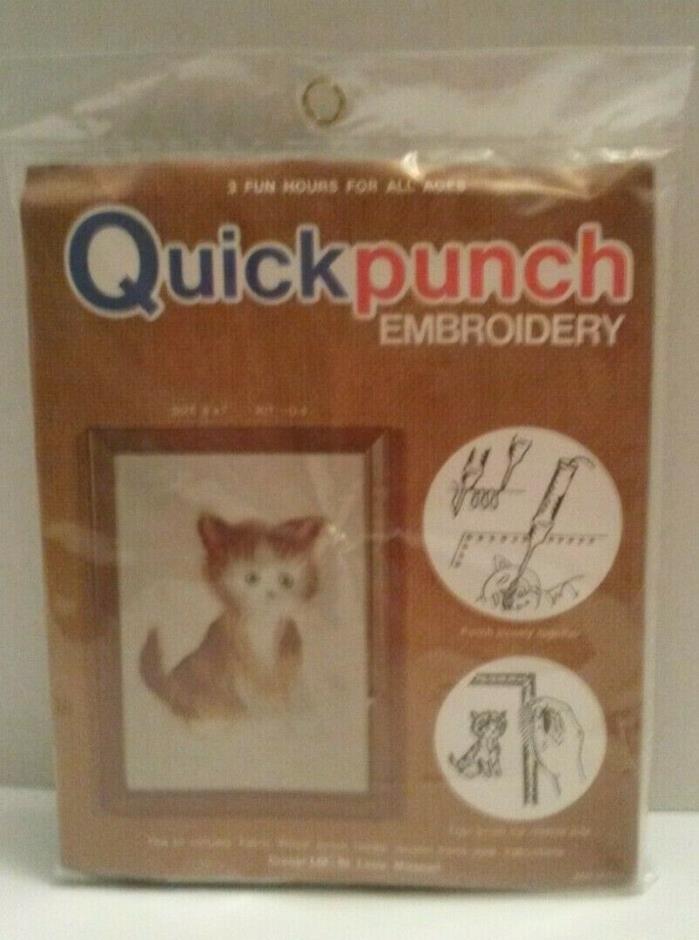 Vintage Quick Punch Embroidery Kit 5x7 Q-50 Needle Frame Cat Kit NEW