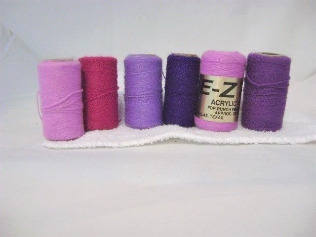 Acrylic Embroidery Yarn-Vintage E-Z Punch-Lot of 6-Assorted Purples