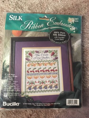 Bucilla Fruit Of My Garden Silk Ribbon Embroidery Kit  New Cross Stitch 1994