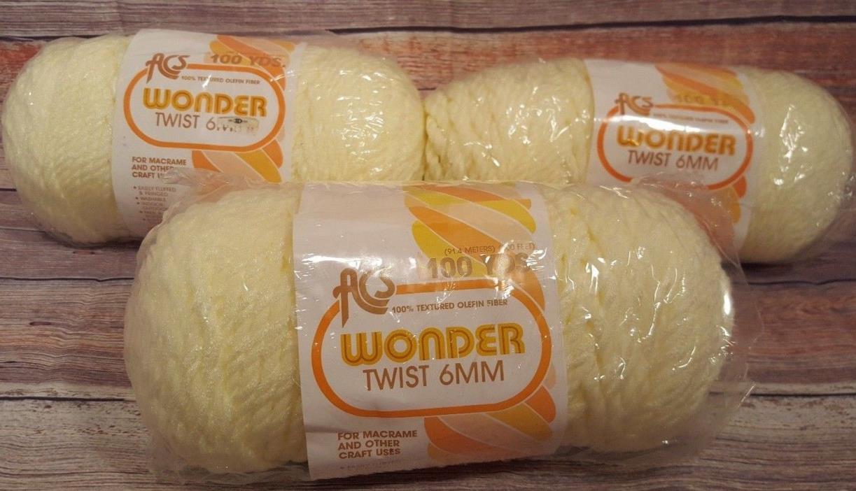 Lot of 3 Wonder Twist 6 MM 100 YDS  Macrame Olefin Fiber