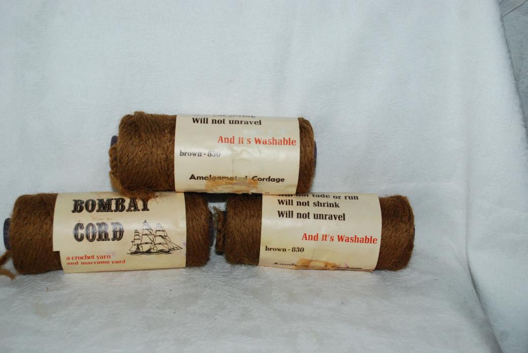 Vintage BOMBAY CORD-Macrame Cord -210 FEET IN A SKEIN 3 SKEINS