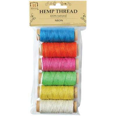 Hemp Thread Spools 2-Ply 59' 6/Pkg Neon 091037568618