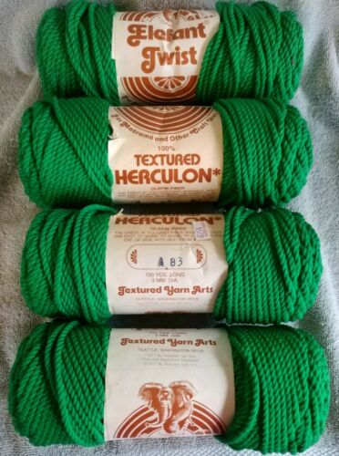 Lot of 4 Vintage Macrame Elefant Twist Cord Yarn 3 mm Green