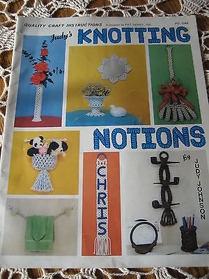 Judy's Knotting Notions Vtg Johnson Craft Instructions Book 1980 QuicKnot Macram