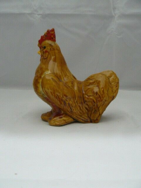 VINTAGE CERAMIC ROOSTER W/TOP & BOTTOM HOLES FOR MACRAME CORDS
