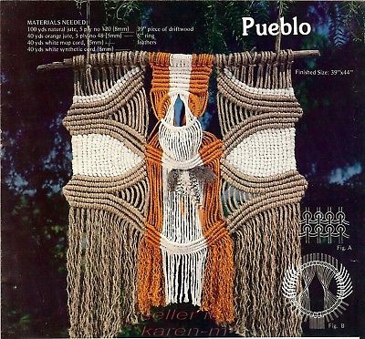 PUEBLO & ALASKAN BEAUTY Designs~Vtg Pattern Book~ MACRAME WALL HANGINGS - GM7