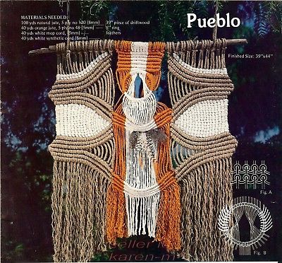 PUEBLO & ALASKAN BEAUTY Designs~Vtg Pattern Book~ MACRAME WALL HANGINGS - GM7