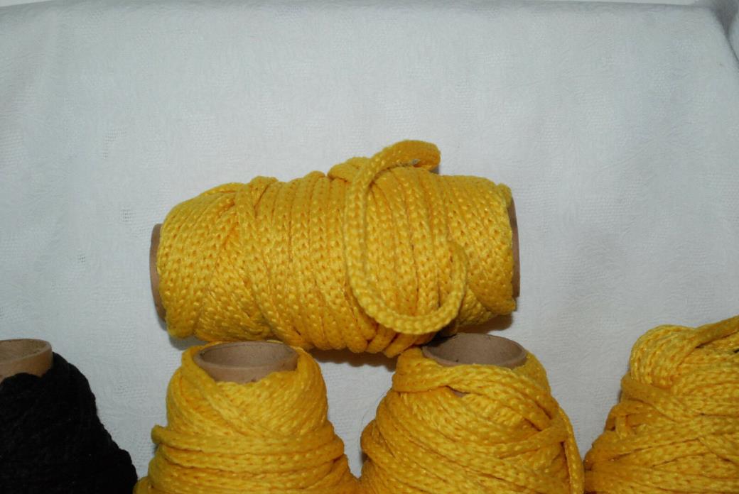 Vintage Craft Cord Macrame Cord 4 PARTIAL SKEINS YELLOW ONE BLACK