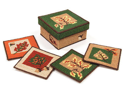 Mary Maxim Fall Foliage Coasters and Holder Plastic Canvas Kit