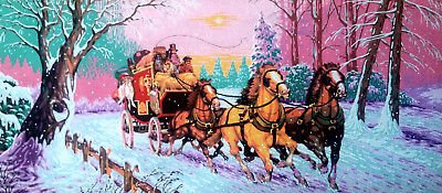 Needlepoint tapestry painted canvas The Stage Coach Ride (24
