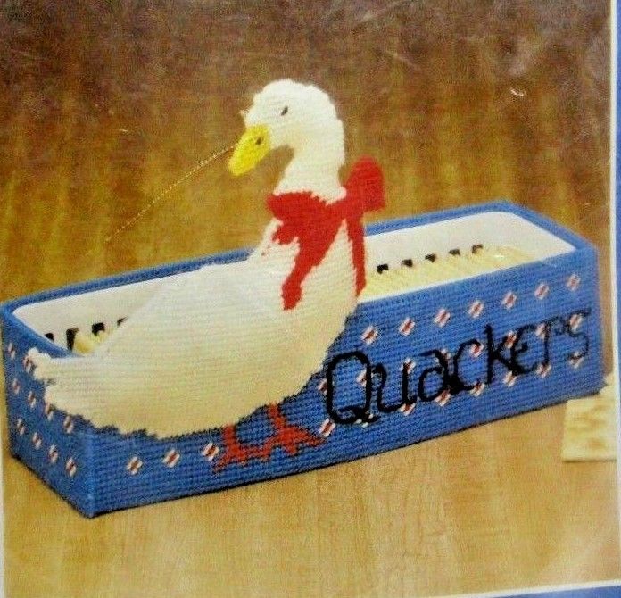Duck Cracker Tray w Basket Plastic Canvas Needlepoint Mary Maxim KIT #37054 NIP
