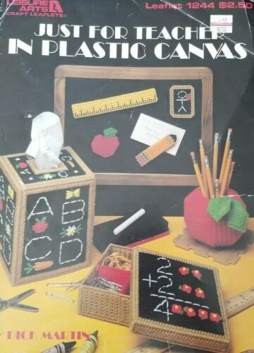 Vintage PLASTIC CANVAS Pattern Leaflet TEACHERS School #1244 Leisure Arts