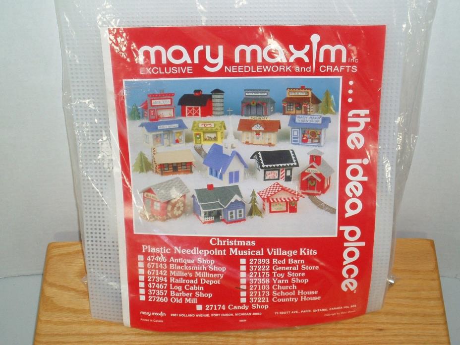 MARY MAXIM PLASTIC NEEDLEPOINT VILLAGE - MUSICAL CHURCH Sealed & New Christmas