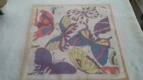 Vintage Alexandra Hill Needlepoint Kit Butterflies  Wool Yarn Mesh Canvas K-327