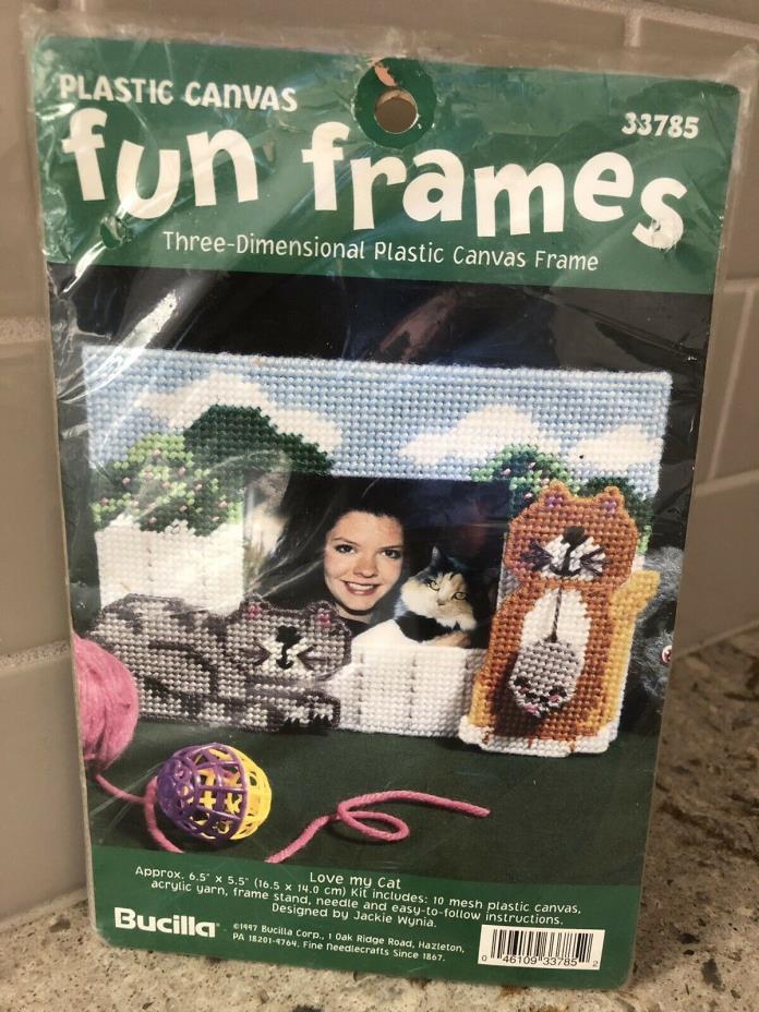 Bucilla Cat Fun Frames Plastic Canvas Kit Unopened Vintage