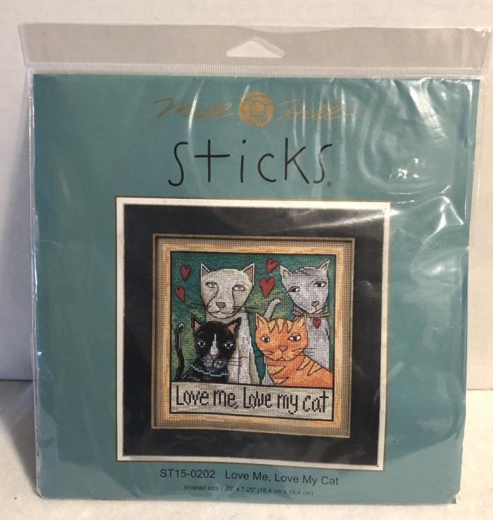 MILL HILL Sticks LOVE ME, LOVE MY CAT Perforated Paper /Beading KIT- 2010 SEALED