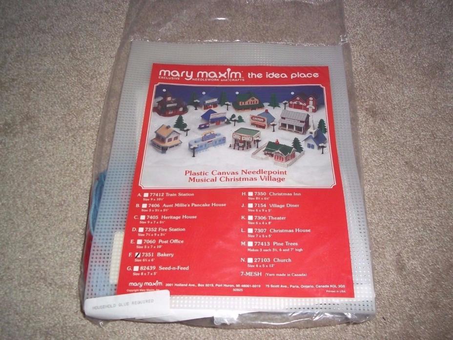 Mary Maxim Musical Christmas Village Plastic Canvas Needlepoint Bakery (UO)#7351