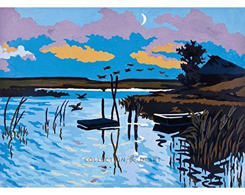 Needlepoint tapestry painted canvas gobelin River 12