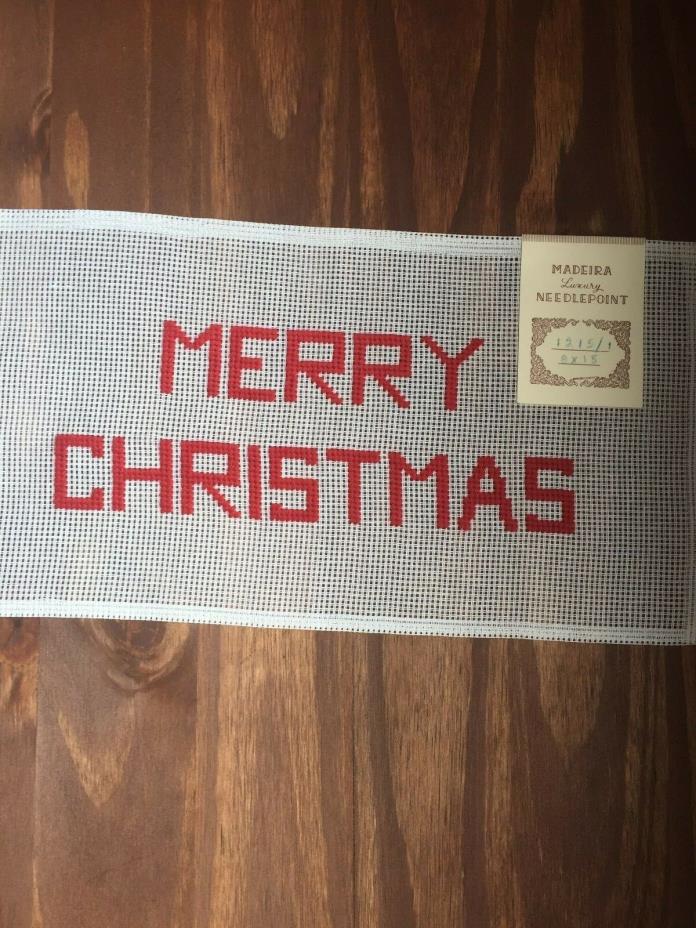 Madeira Luxury Needlepoint Canvas Merry Christmas Red #1215/3