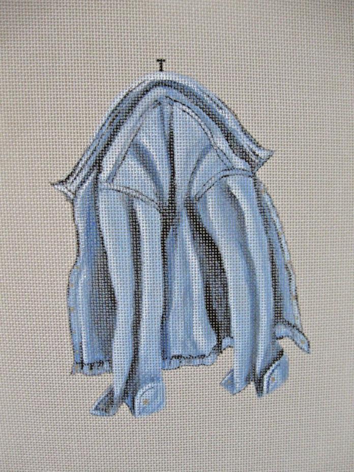 Handpainted Needlepoint Canvas Blue Jean Jacket Sharon G TH-1