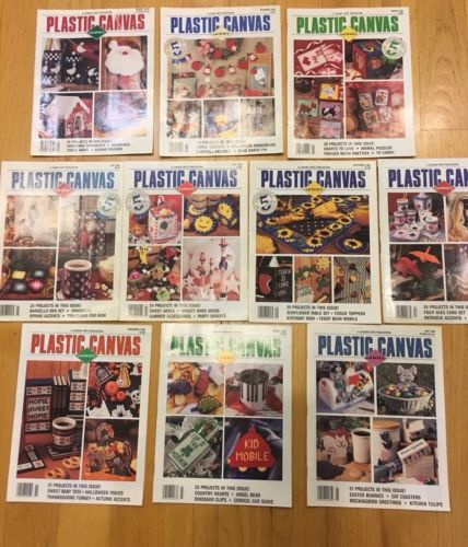 Lot 10 Vintage Plastic Canvas Corner Magazines Pattern Books