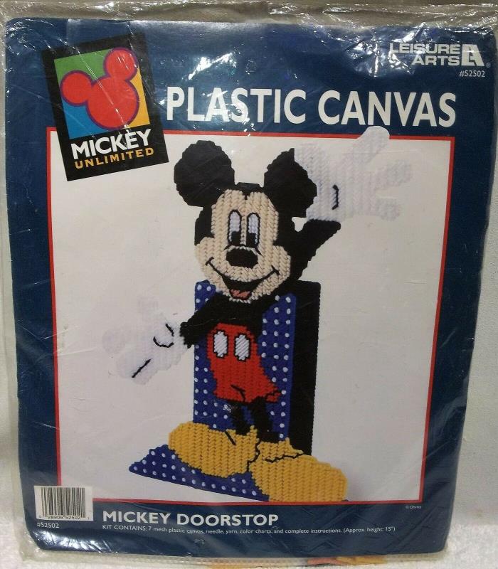 Mickey Unlimited Plastic Canvas Kit Mickey Mouse Door Stop NEW, SEALED Disney