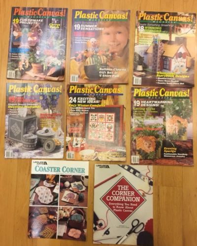 Lot 8 Vintage Plastic Canvas Magazines Pattern Books
