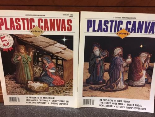 2 Vintage Wisemen & Holy Family Plastic Canvas Corner Magazines Patterns 94/95.