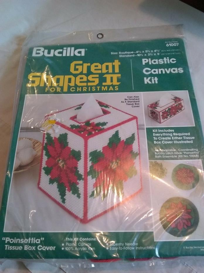 Bucilla Plastic Canvas Kit - Great Shapes for Christmas - Poinsettia Tissue Box