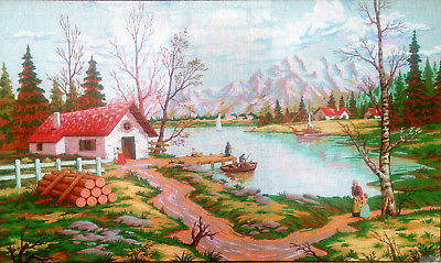 Needlepoint tapestry painted canvas The Village (32