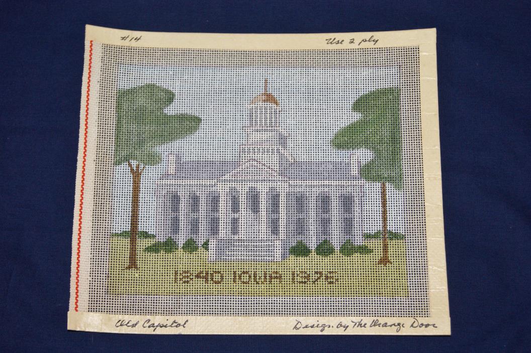 Handpainted Needlework Canvas - Iowa Old Capital Building 1976 - 10