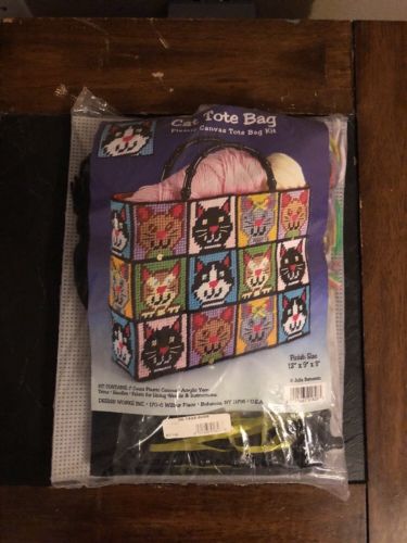 Cat Tote Bag Plastic Canvas Kit 12