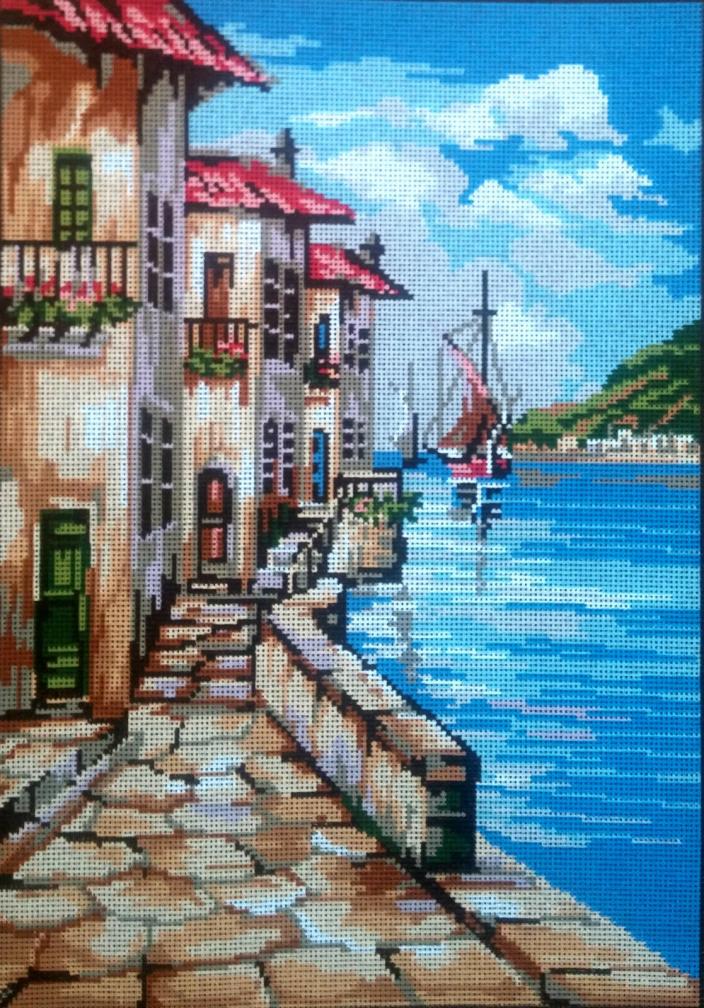 Needlepoint tapestry painted canvas - Houses. (18