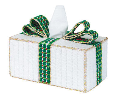 Mary Maxim Christmas Package Tissue Box Cover Plastic Canvas Kit