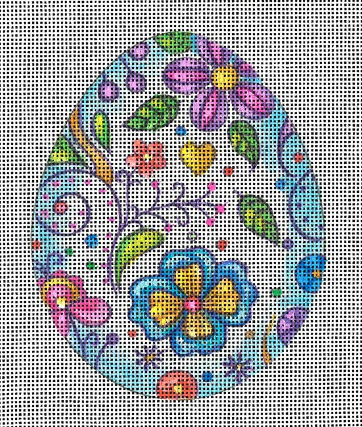 HP Needlepoint Canvas:  Springtime Easter Egg