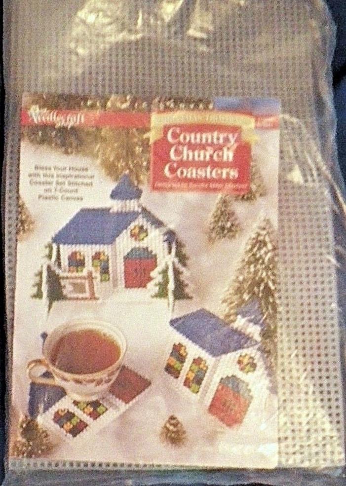 Columbia Minerva Christmas Country Church Coasters Holder Plastic Canvas Kit