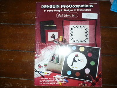 PLAID leaflet #8014 PENGUIN PRE-OCCUPATIONS  11 perky penguin to cross stitch